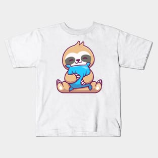 Cute Sloth Hug Pillow Kids T-Shirt